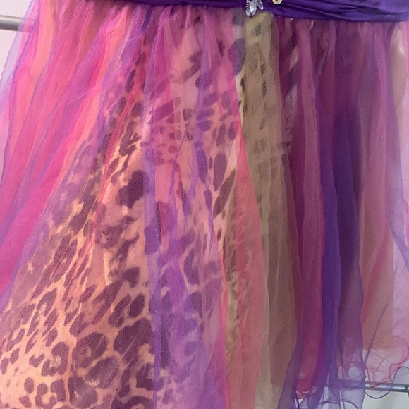 Pink sparkly mini dress with cheetah print accents good for prom or party - Picture 3 of 11